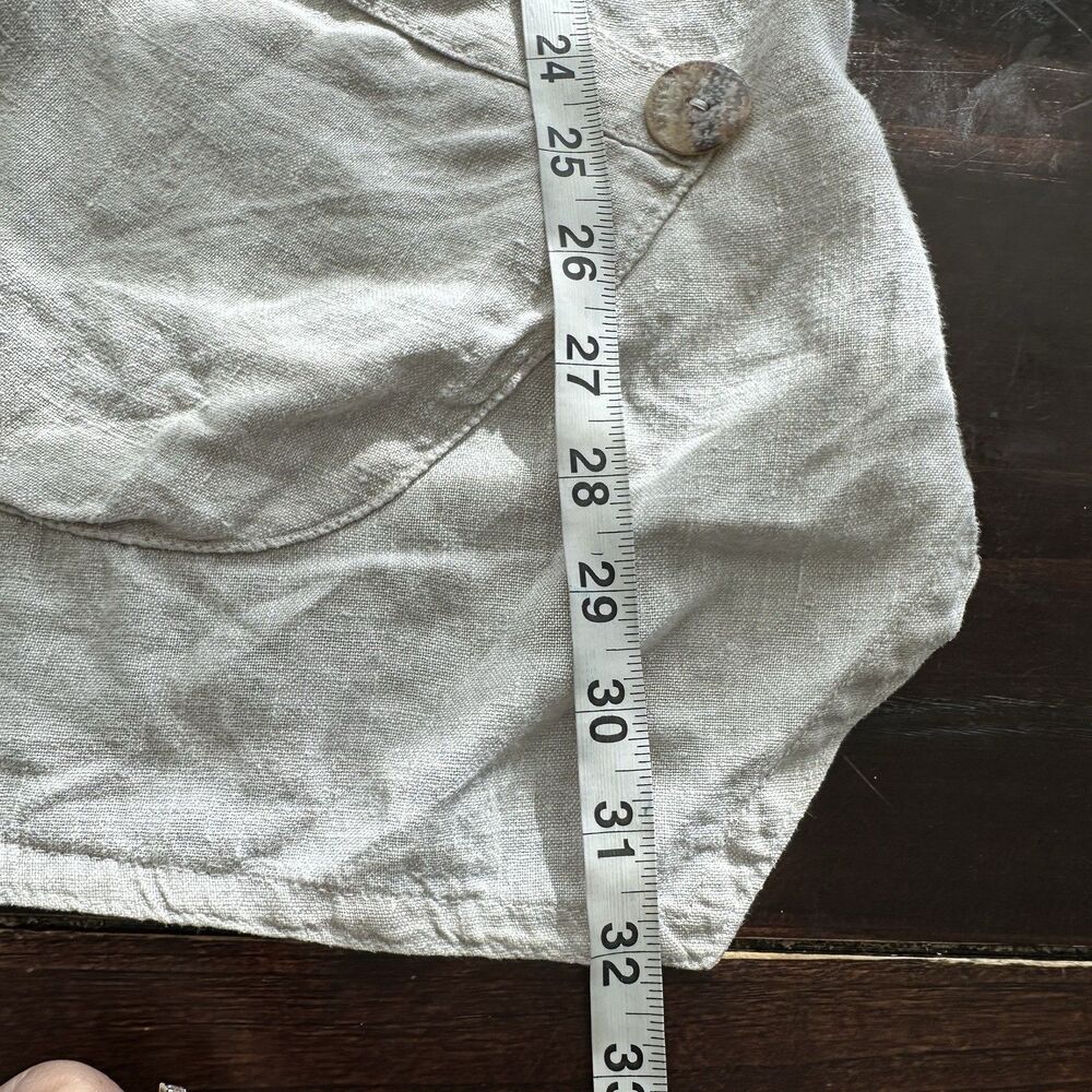 Hearts Desire By Mary Grace Tunic 1X  Linen Beige Lagenlook Asymmetrical Pockets - Picture 7 of 8